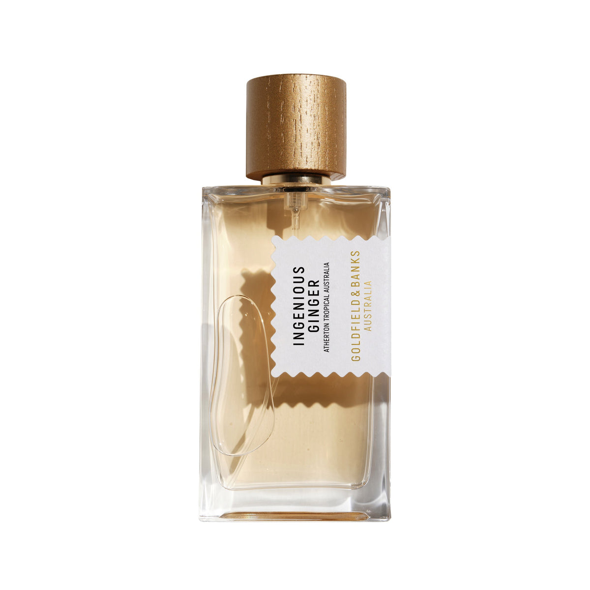 Flacon 100 ml d'Ingenious Ginger, eau de parfum hespéridée épicée et ambrée de Goldfield & Banks, parfumerie Rivora à Nancy