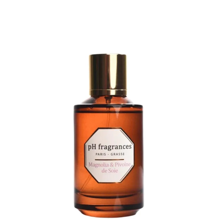 Flacon de Magnolia & Pivoine de Soie, eau de parfum florale gourmande de pH fragrances, parfumerie Rivora à Nancy