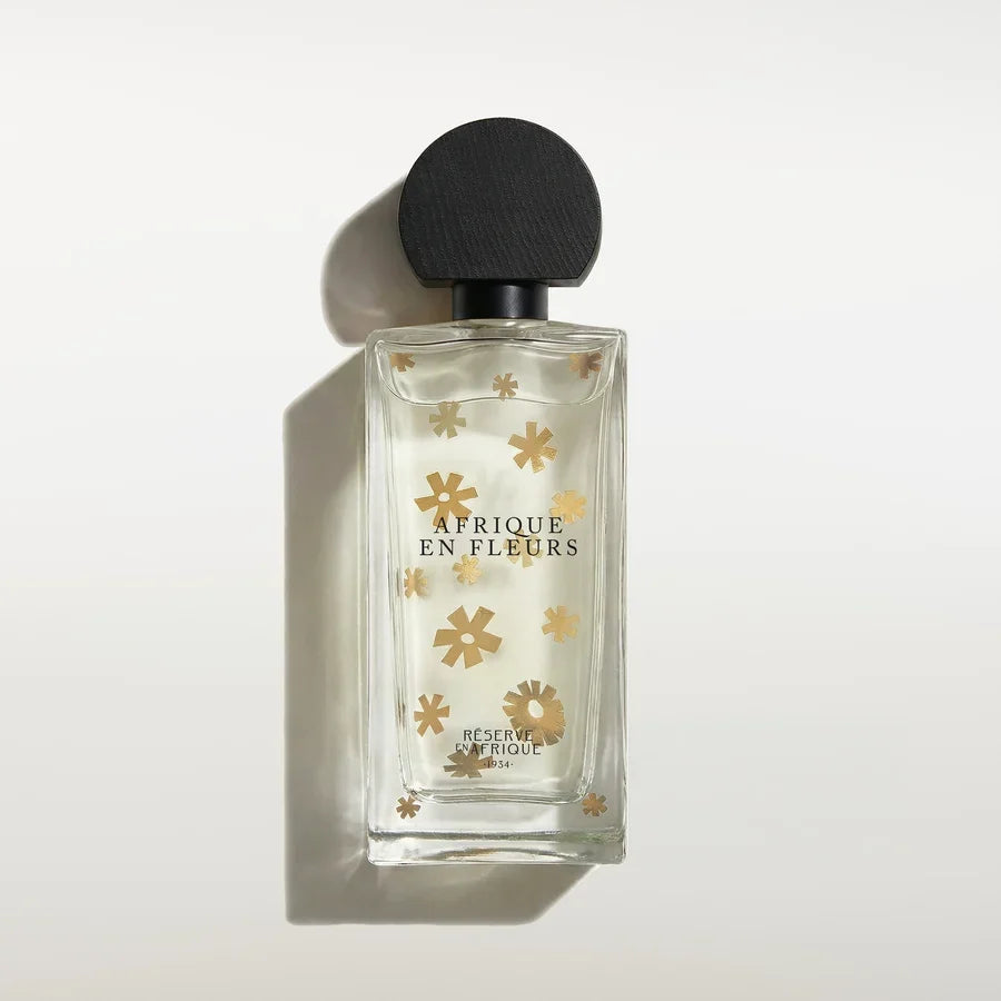 Flacon d'Afrique en Fleurs, eau de parfum florale ambrée de Réserve en Afrique, parfumerie Rivora à Nancy