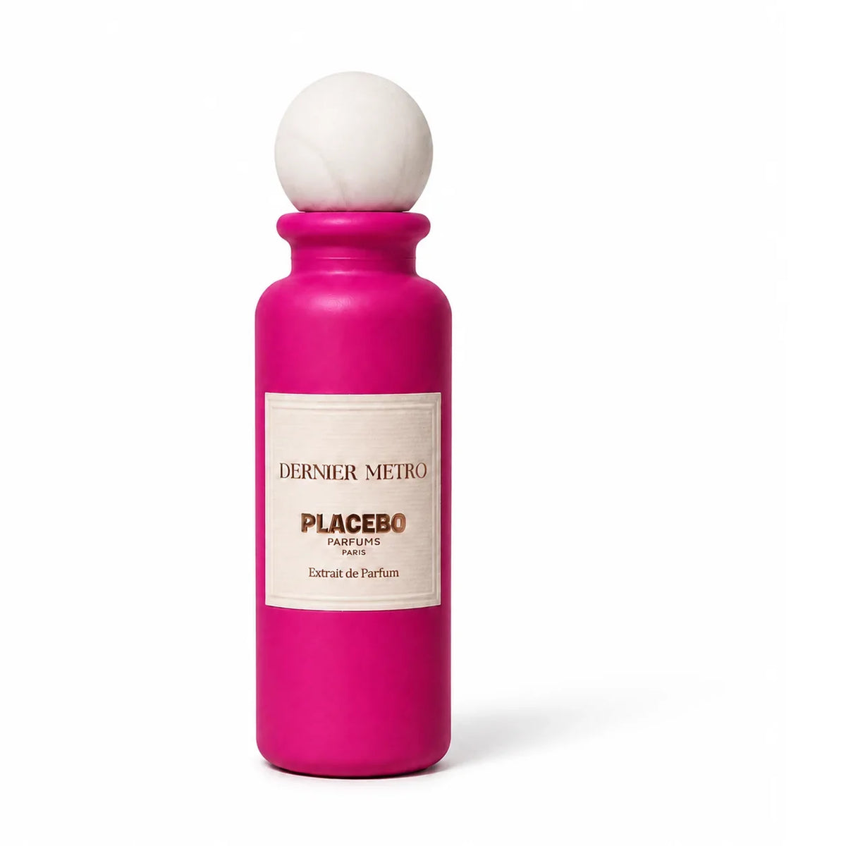 Flacon de Dernier Métro, extrait de parfum fruité floral gourmand de Placebo Parfums, parfumerie Rivora à Nancy