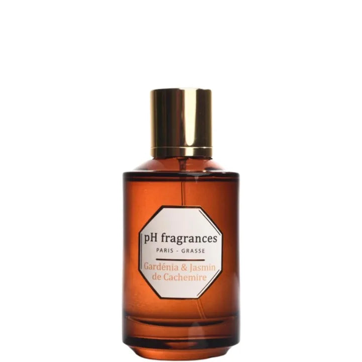 Flacon de Gardénia & Jasmin de Cachemire, eau de parfum florale ambrée de pH fragrances, parfumerie Rivora à Nancy