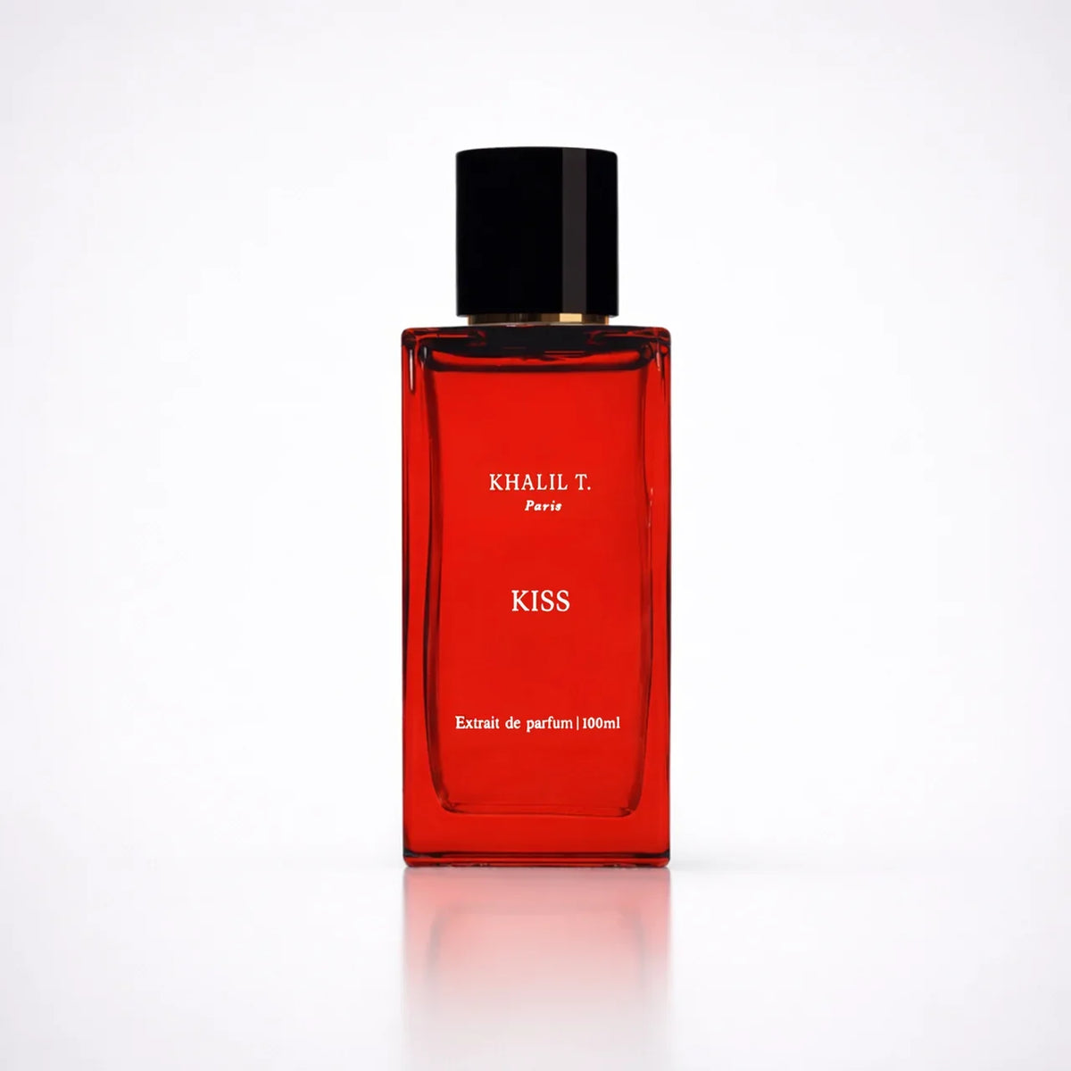 Flacon 100 ml de Kiss, extrait de parfum fruité gourmand et poudré de Khalil T., parfumerie Rivora à Nancy