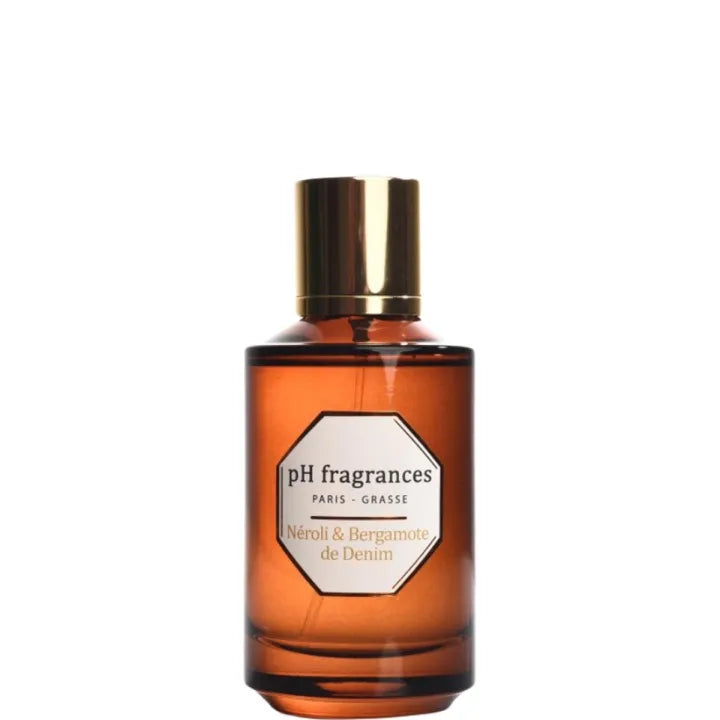 Flacon de Néroli & Bergamote de Denim, eau de parfum hespéridée florale de pH fragrances, parfumerie Rivora à Nancy