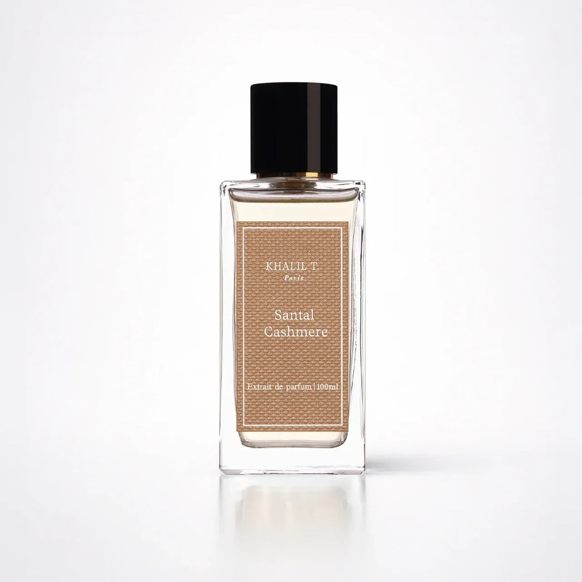 Flacon 100 ml de Santal Cashmere, extrait de parfum boisé marin et lacté de Khalil T., parfumerie Rivora à Nancy